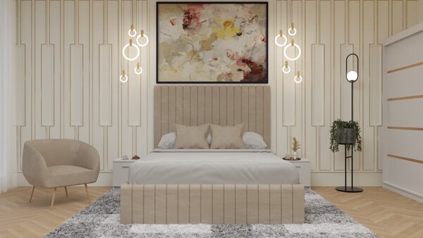 Dormitor Cairo Pat Tapitat Dressing 200x200 Alb