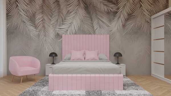 Dormitor Cairo Tapitat Dressing 250x200 3 Usi Cu Oglinda Alb