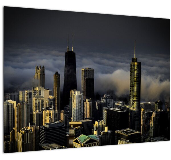 Tablou cu oraș în nori (70x50 cm)