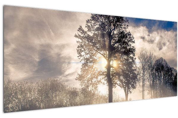 Tablou cu copac în ceață (120x50 cm)