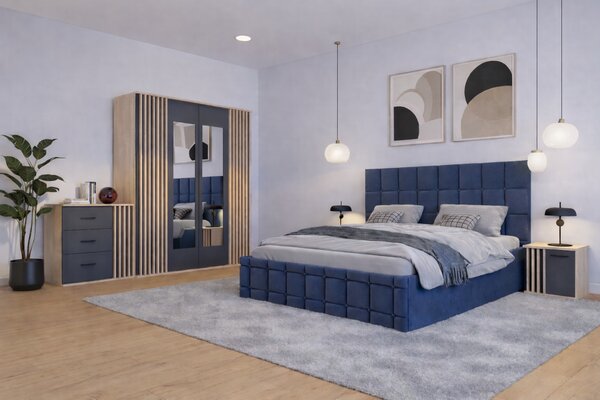 Dormitor Dallas Cu Pat Regal Tapitat