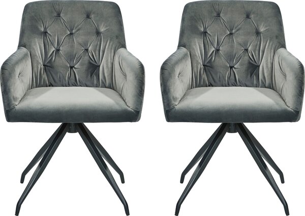 Set 2 scaune Fremont catifea gri 62/64/87 cm