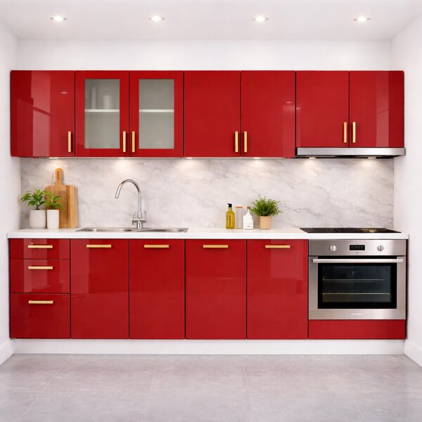 Bucatarie din Mdf lucios Maria 2.6 m