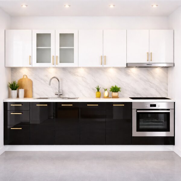 Bucatarie din Mdf lucios Maria 2.6 m