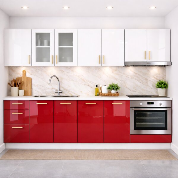 Bucatarie din Mdf lucios Maria 2.6 m