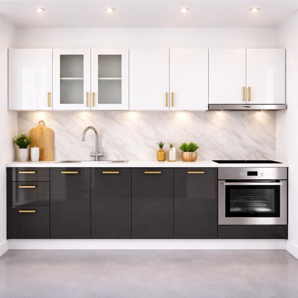 Bucatarie din Mdf lucios Maria 2.6 m
