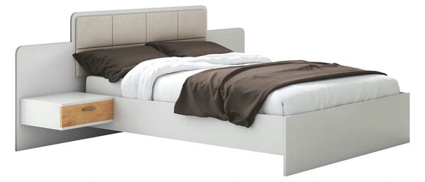 Cadru pat EFFECT 160x200, alb, PAL/stofa, cu 2 noptiere
