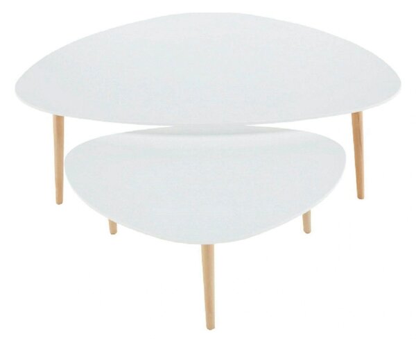 Set 2 masute FOLKO NEW, alb/stejar