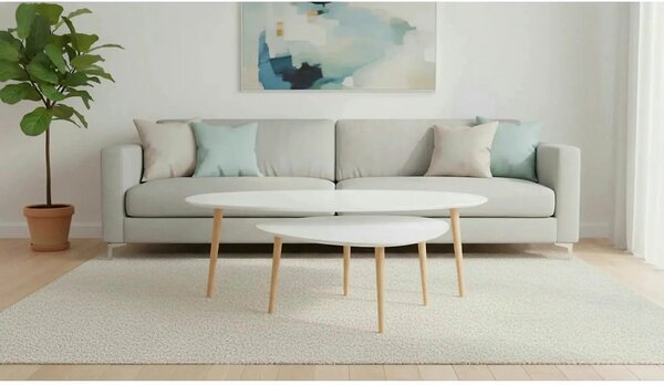 Set 2 masute FOLKO NEW, alb/stejar