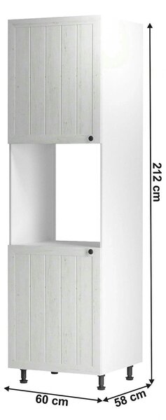 Dulap bucatarie PROVENCE D60P, alb, DTD laminat, 60x58x212 cm