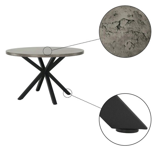 Masa MEDOR, gri carbon/negru, 120x120x76 cm