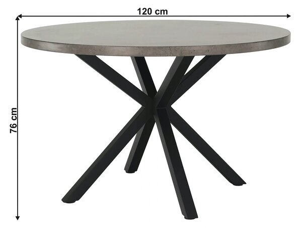 Masa MEDOR, gri carbon/negru, 120x120x76 cm
