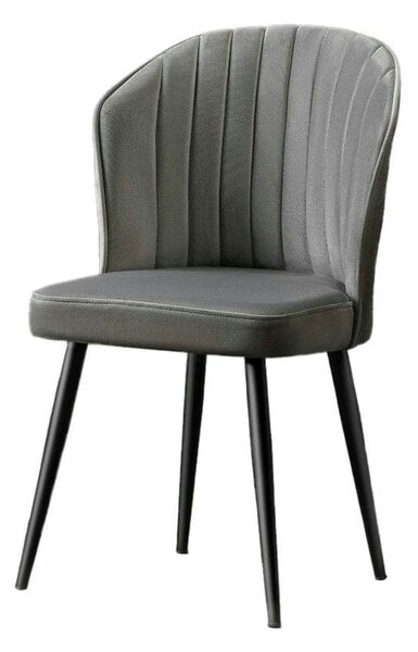 Set 2 scaune RUBI, gri inchis/negru, stofa catifelata/metal, 52x42x85