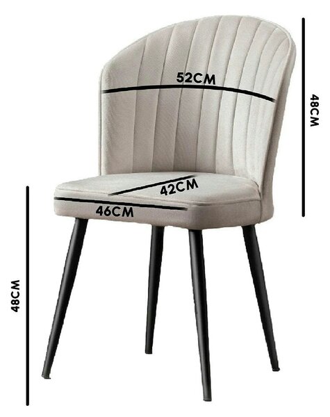 Set 2 scaune RUBI, galben/negru, stofa catifelata/metal, 52x42x85 cm