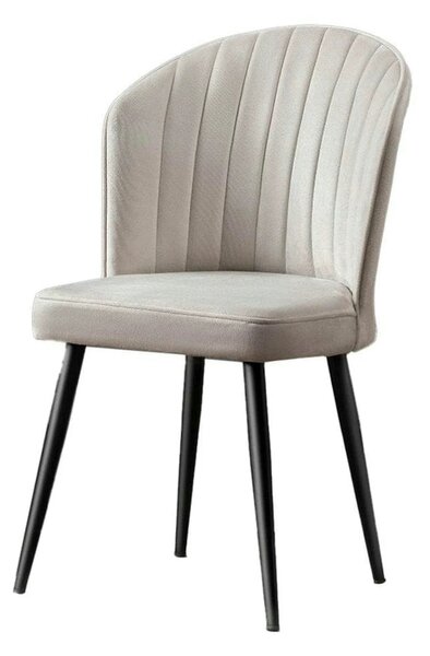 Set 2 scaune RUBI, crem/negru, stofa catifelata/metal, 52x42x85 cm