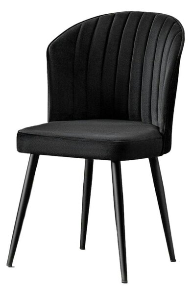 Set 2 scaune RUBI, negru, stofa catifelata/metal, 52x42x85 cm