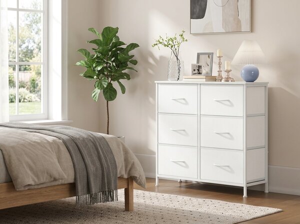 Comoda cu sertare textile VELMIO 77 x 74 cm, alba