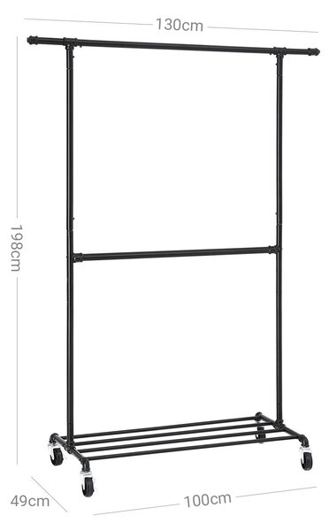 Regal de haine multifunctional negru pe roti RALVO