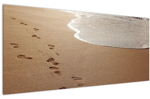 Tablou - urme în nisip și mare (120x50 cm)