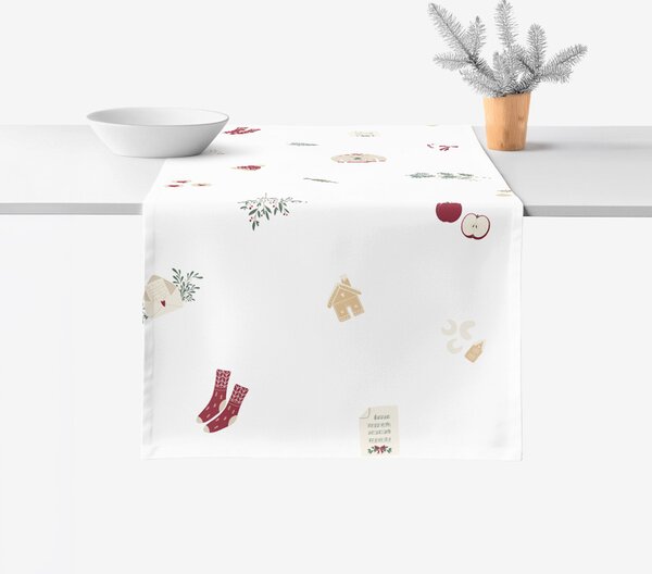 Goldea napron de masă de crăciun 100% bumbac - simboluri de crăciun 20x120 cm