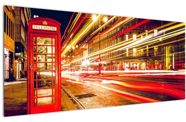 Tablou - căsuța telefonică roșie (120x50 cm)