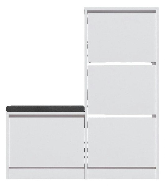Pantofar DUDE, alb/gri, PAL melaminat/stofa, 105x26x119 cm
