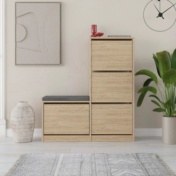 Pantofar DUDE, stejar, PAL melaminat, 105x26x119 cm