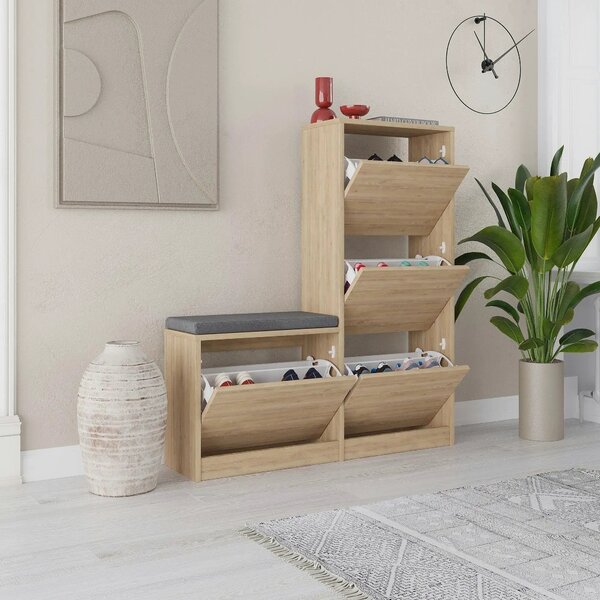 Pantofar DUDE, stejar, PAL melaminat, 105x26x119 cm