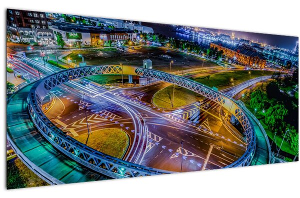 Tablou panorama orașului nocturn (120x50 cm)