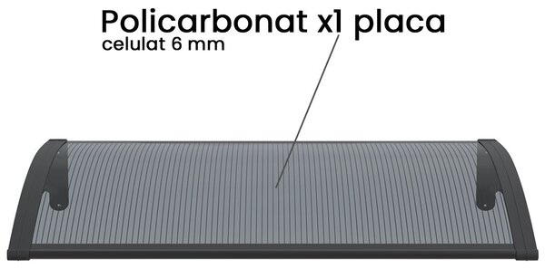 Copertina PREMIUM 60x60 cm, Policarbonat 6 mm, Suporturi din ABS, Negru/Antracit
