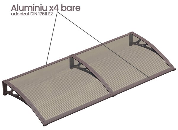 Copertina PREMIUM 150x120 cm, Policarbonat 6 mm, Suporturi din ABS, Maro/Bronz