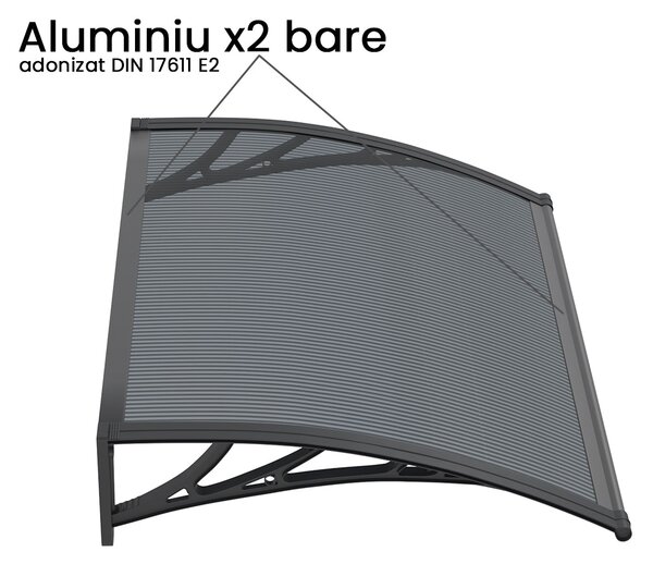 Copertina PREMIUM 60x60 cm, Policarbonat 6 mm, Suporturi din ABS, Negru/Antracit
