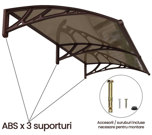 Copertina PREMIUM 150x120 cm, Policarbonat 6 mm, Suporturi din ABS, Maro/Bronz