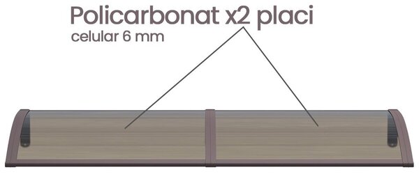 Copertina PREMIUM 150x120 cm, Policarbonat 6 mm, Suporturi din ABS, Maro/Bronz