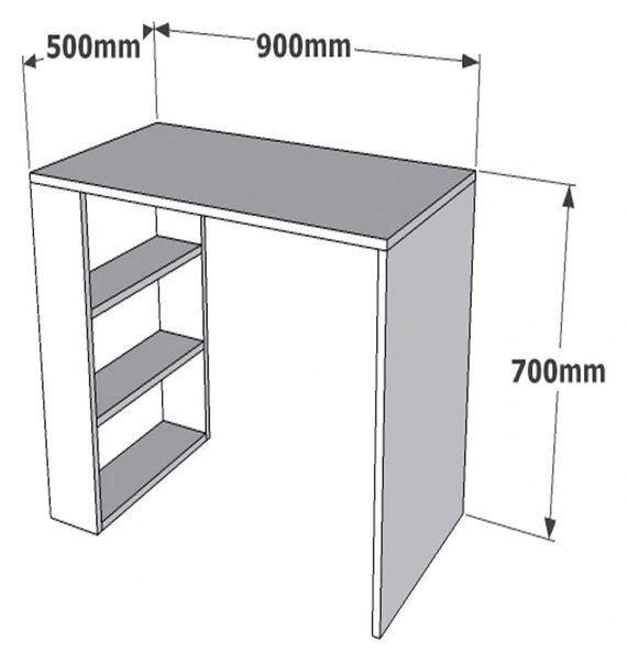 Birou 835PUQ2836, alb, PAL melaminat, 90x50x70 cm