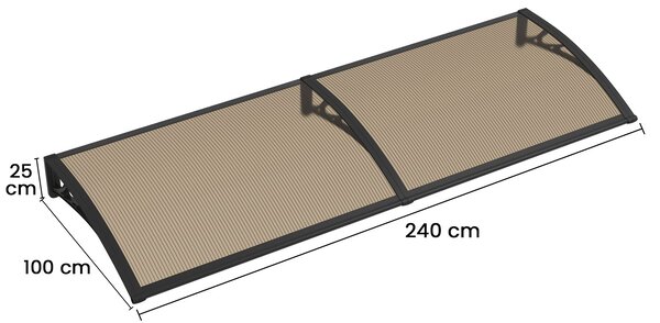 Copertina PREMIUM 240x100 cm, Policarbonat 6 mm, Suporturi din ABS, Negru/Bronz