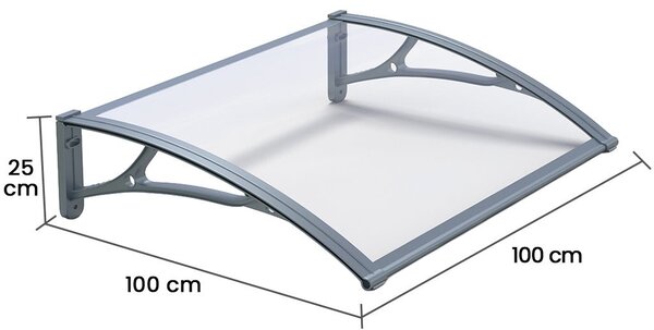 Copertina PLEXIGLAS PRO 100x100 cm, Policarbonat Acrylic 2.5 mm, Suporturi din Aluminiu, Gri/Transparent
