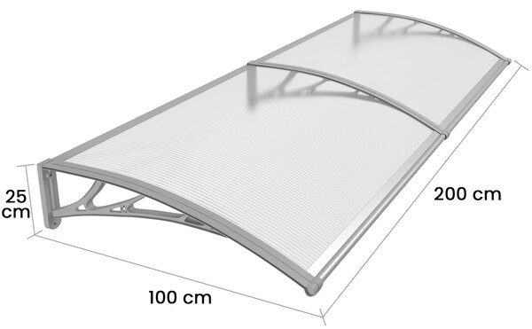 Copertina PREMIUM 200x100 cm, Policarbonat 6 mm, Suporturi din ABS, Gri/Transparent
