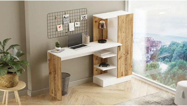 Birou CT2 AW, alb/pin atlantic, PAL melaminat, 152x40x120 cm