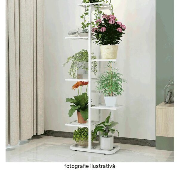 Etajera BAMIR TIP 2, alb, metal, 43x22x126 cm