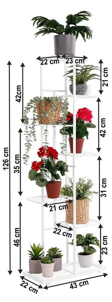 Etajera BAMIR TIP 2, alb, metal, 43x22x126 cm