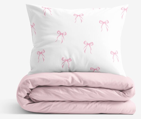 Goldea lenjerie de pat din 100% bumbac duo - fundițe roz cu roz pudră 200 x 220 și 2buc 50 x 70 cm