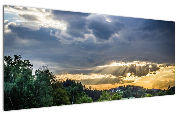 Tablou cu peisaj și raze de soare (120x50 cm)