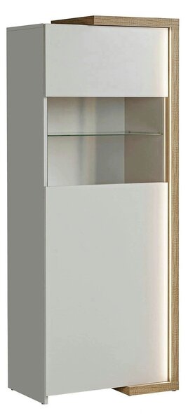 Vitrina DASAR, grej/stejar, PAL laminat/sticla, 64x40x163 cm