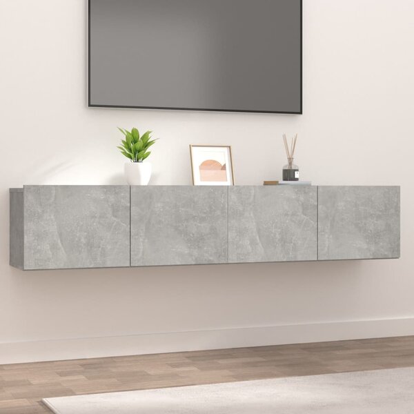 Comode TV, 2 buc., gri beton, 80x30x30 cm, lemn compozit