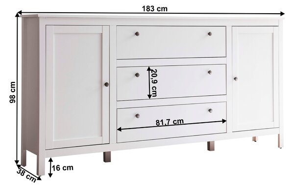 KONDELA Comodă 2D3S, alb, OLJE