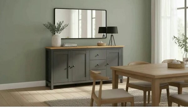 Comoda HESEN, gri grafit/stejar artisan, PAL melaminat, 199x44x96 cm