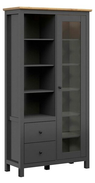 Vitrina HESEN, gri grafit/stejar artisan, PAL melaminat/sticla securiz