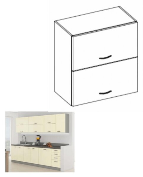 Dulap superior de bucătărie 60 GU 72 Pleitton (crem lucios). 788638