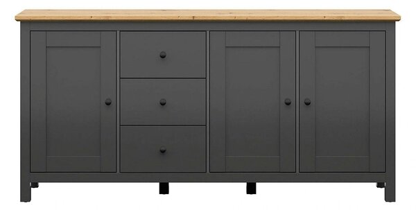 Comoda HESEN, gri grafit/stejar artisan, PAL melaminat, 199x44x96 cm